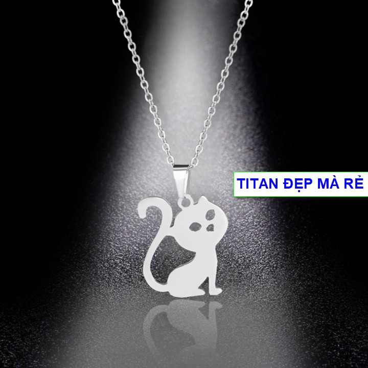 Dây chuyền mặt mèo titan nữ ngộ nghĩnh đáng yêu - Hàng titan vàng 18k sáng bóng đẹp - Cam kết 1 đổi 1 nếu đen và gỉ sét