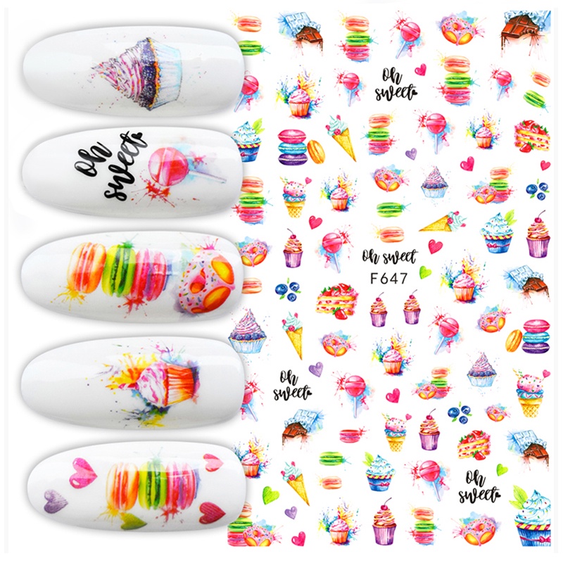 Miếng Dán Trang Trí Móng Tay Hình Trái Cây Xinh Xắn