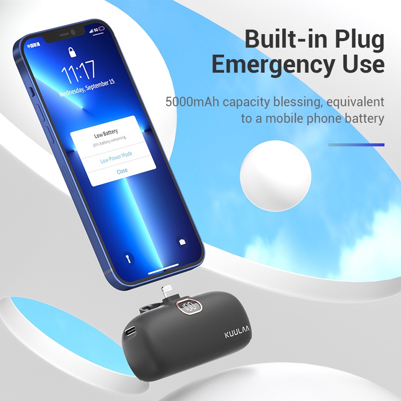 KUULAA PD 18W Mini dự phòng pin sạc nhanh 5000mah Phù hợp với Samsung Apple 14 13 Pro Max