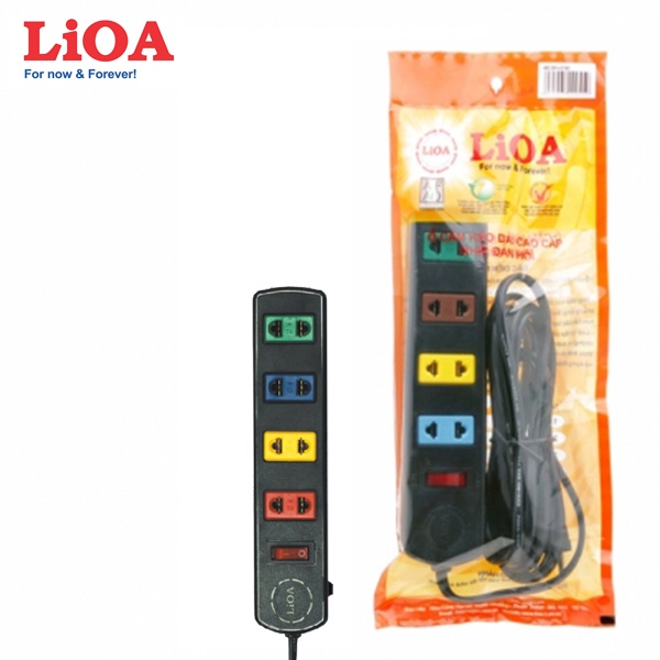 Ổ cắm LiOA 4 ổ cắm, dây 3m công suất 2200W có bảo vệ quá tải bằng CB 4S3