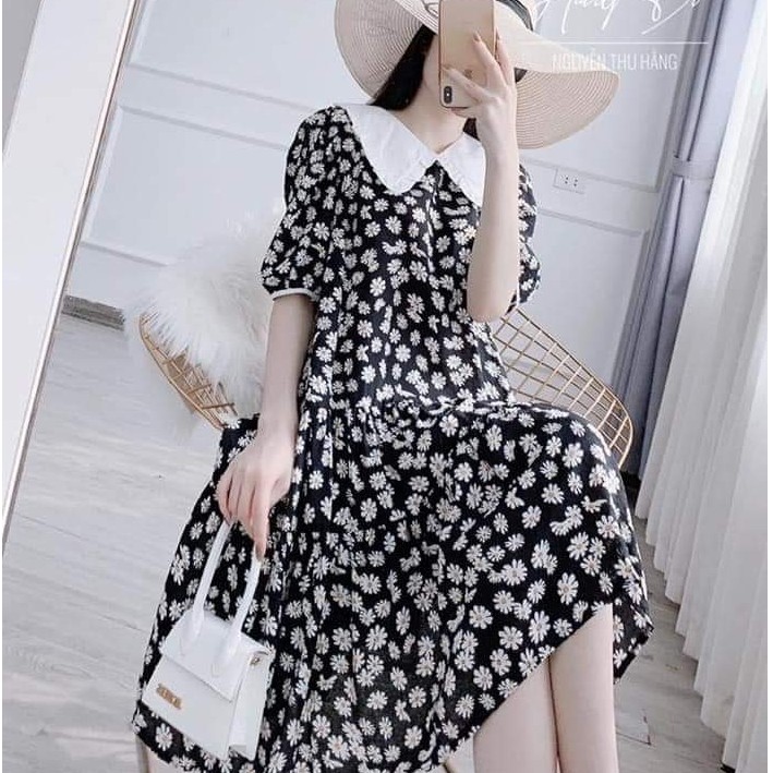 Váy bầu thời trang thiết kế cúc họa mi M104 chất lụa mềm không nhăn freesize từ 45 đến 70kg