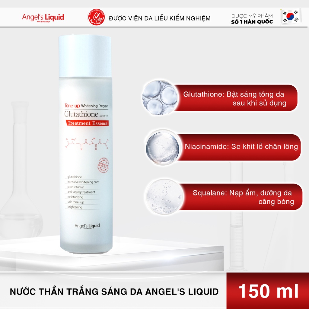 Bộ 3 sản phẩm Nước thần, Serum, Kem dưỡng Angel's Liquid Whitening Program Glutathione dưỡng trắng, dưỡng ẩm chuyên sâu