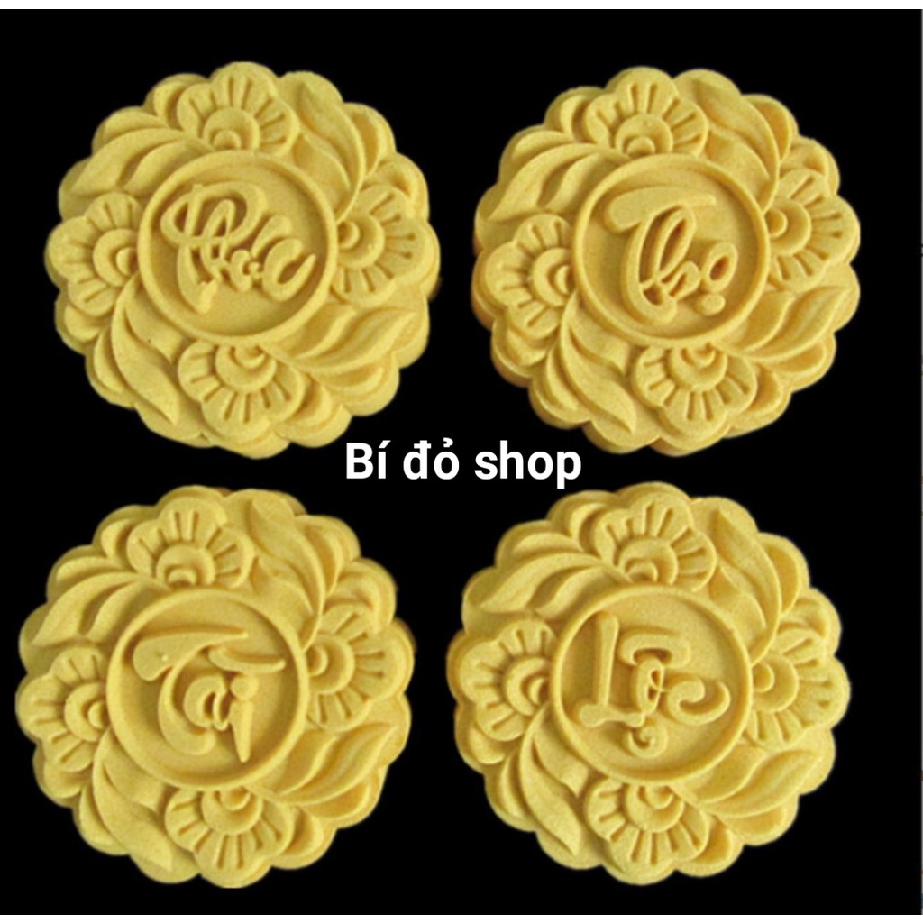 Khuôn trung thu lò xo 2022 PHÚC LỘC THỌ TÀI 4 mặt 1 nhấn 180g