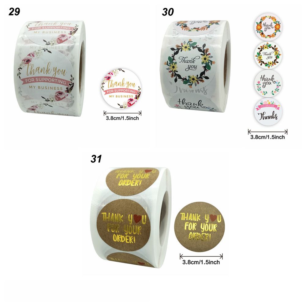 Bộ 500 miếng dán hình tròn in chữ Thank You độc đáo trang trí gói quà DIY