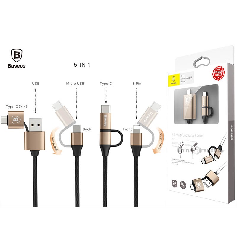 CÁP ĐA NĂNG 5 IN 1 BASEUS (USB,USB-C,,MICROUSB)