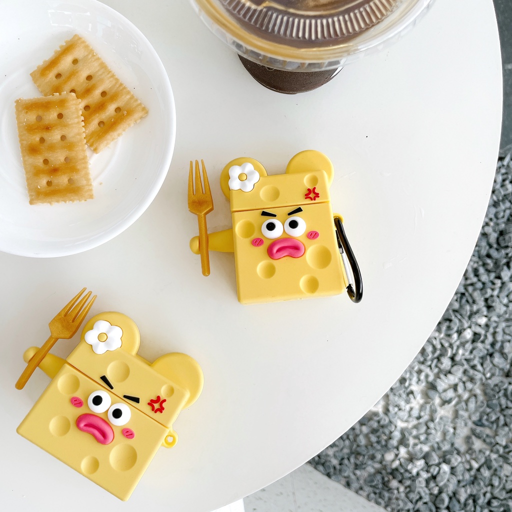 Vỏ Bảo Vệ Hộp Sạc Tai Nghe AirPods3 Gen AirPods3 2021 3 Hình Phô Mai Vàng Dễ Thương Ốp