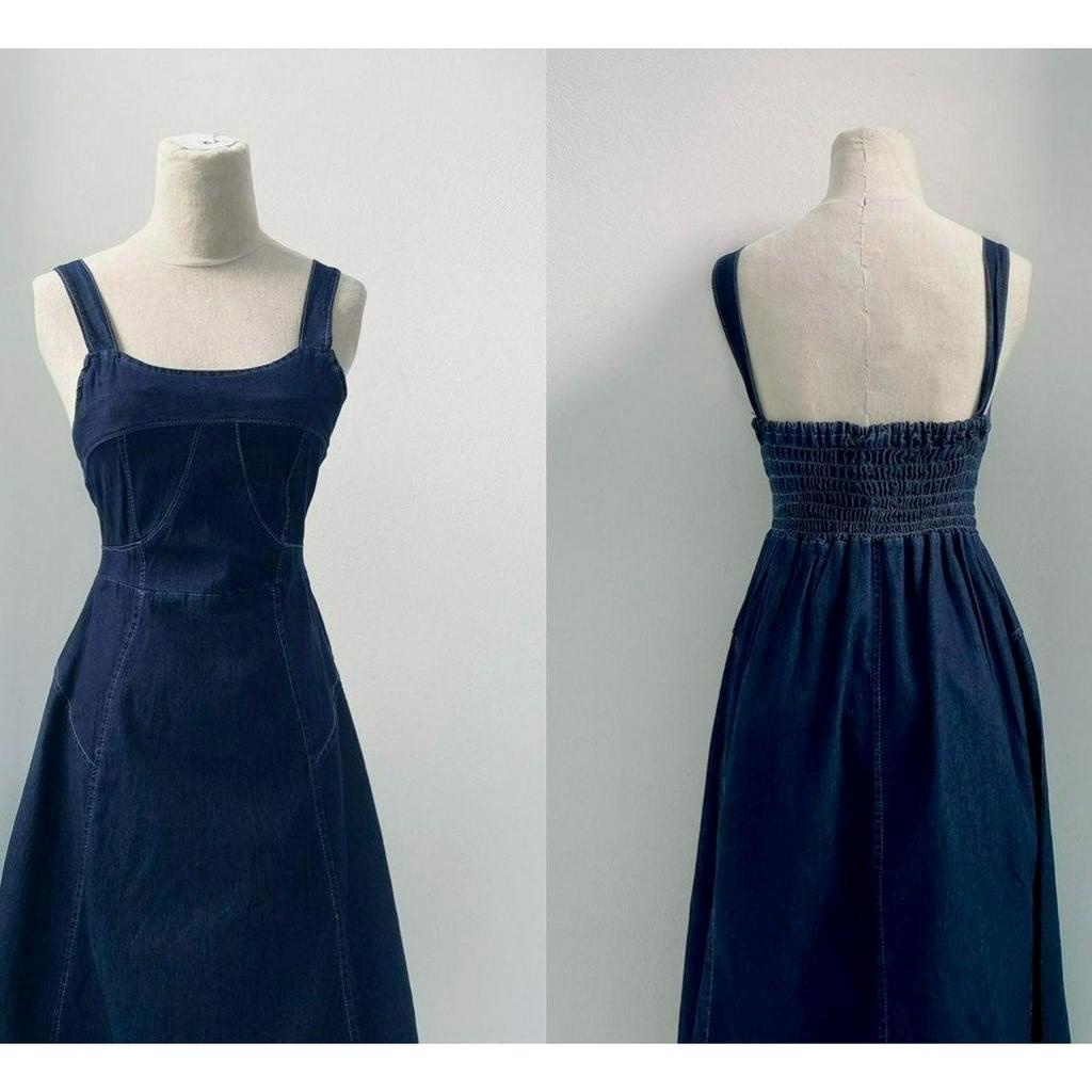 ❄️ 𝒏𝒆𝒘 𝒊𝒏 - ĐẦM VÁY YẾM JEANS DÀI 0038 🍂