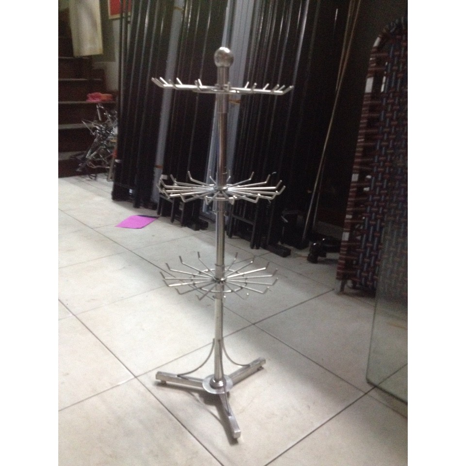 Cây Inox 3 tầng Xoay treo phụ kiện tiện tháo lắp rời thuận tiện ạ