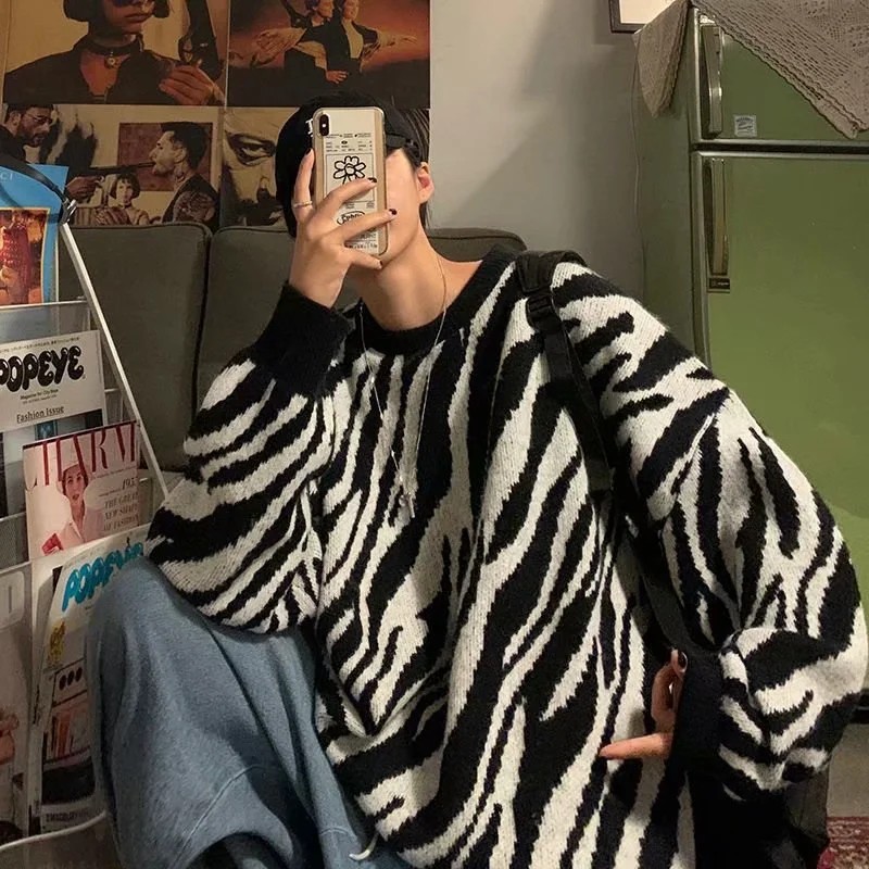 Áo Sweater Họa Tiết Ngựa Vằn Thời Trang Mùa Đông 2021 Cho Nam