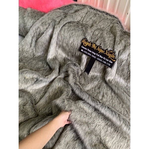 Thảm lông chụp ảnh - xám trắng phớt đen lông dài mới