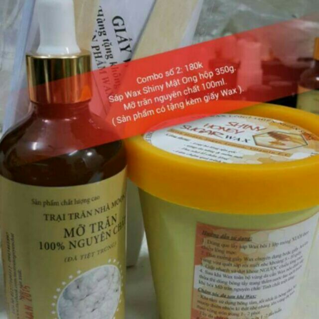 Combo sáp wax mật ong và mỡ trăn 100ml, giấy wax tặng kèm | BigBuy360 - bigbuy360.vn