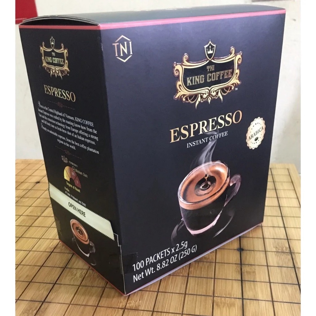 Cà Phê Hoà Tan  Đen Espresso - Hộp 100 Gói * 2.5g