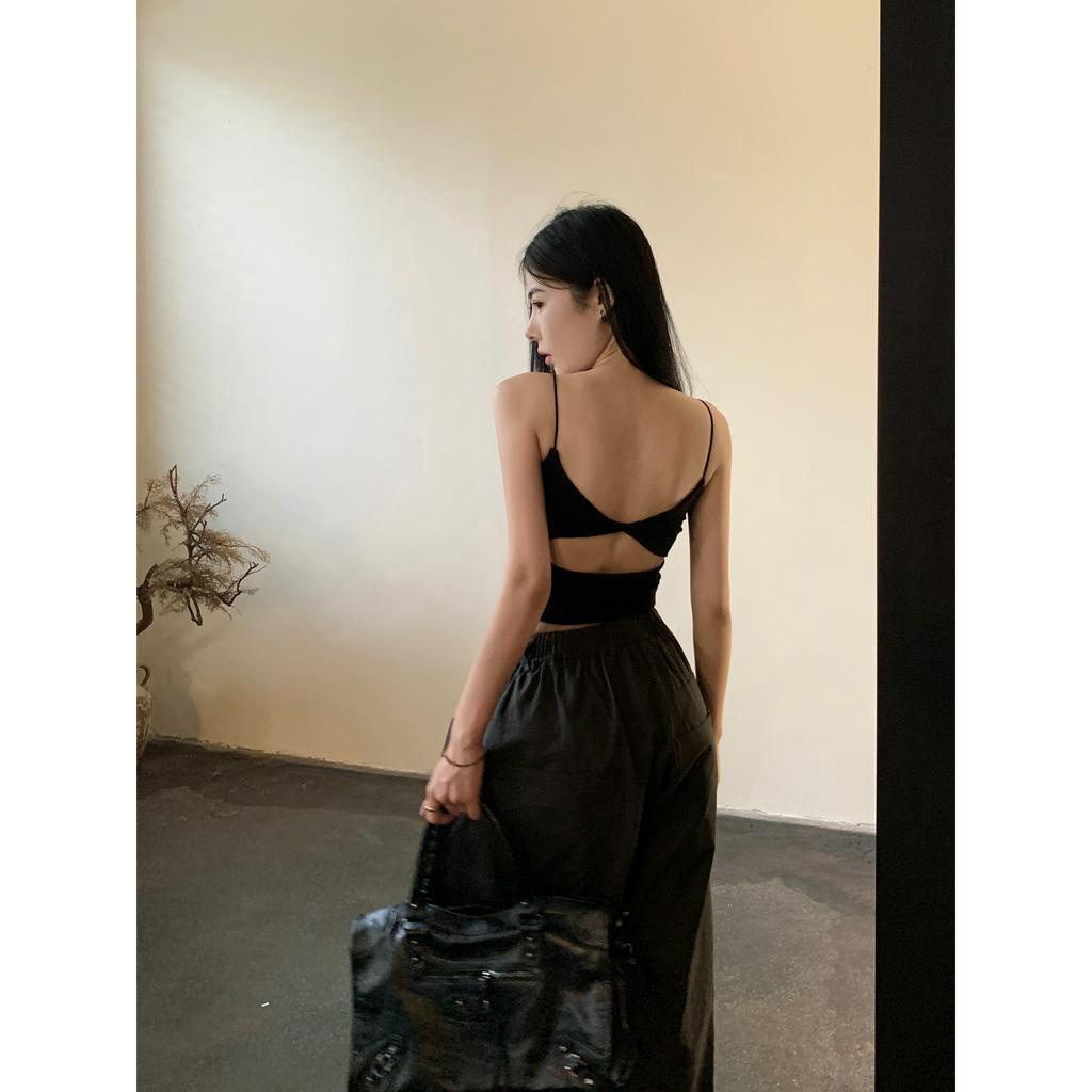 Áo Hai Dây Hở Lưng Phong Cách Vintage Quyến Rũ Cho Nữ