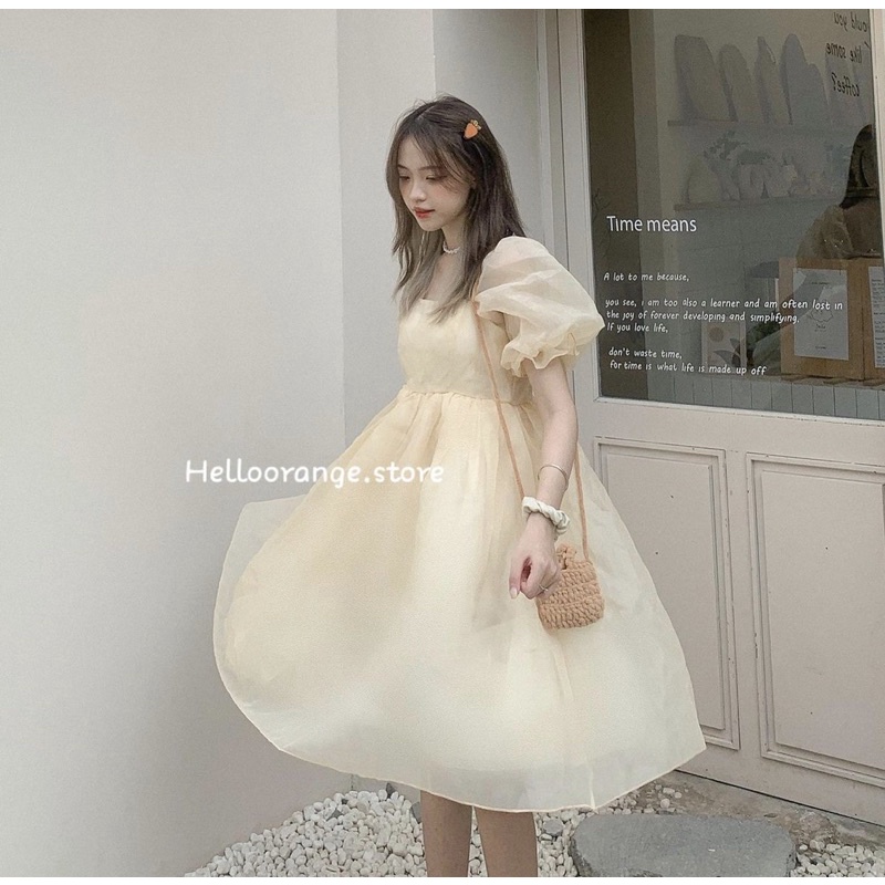 VIBED Đầm babydoll vol tơ màu nude dễ thương