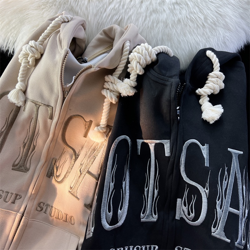 Áo Hoodie Hai Lớp Thêu Chữ Sau Lưng Thời Trang Thu Đông Cho Nữ