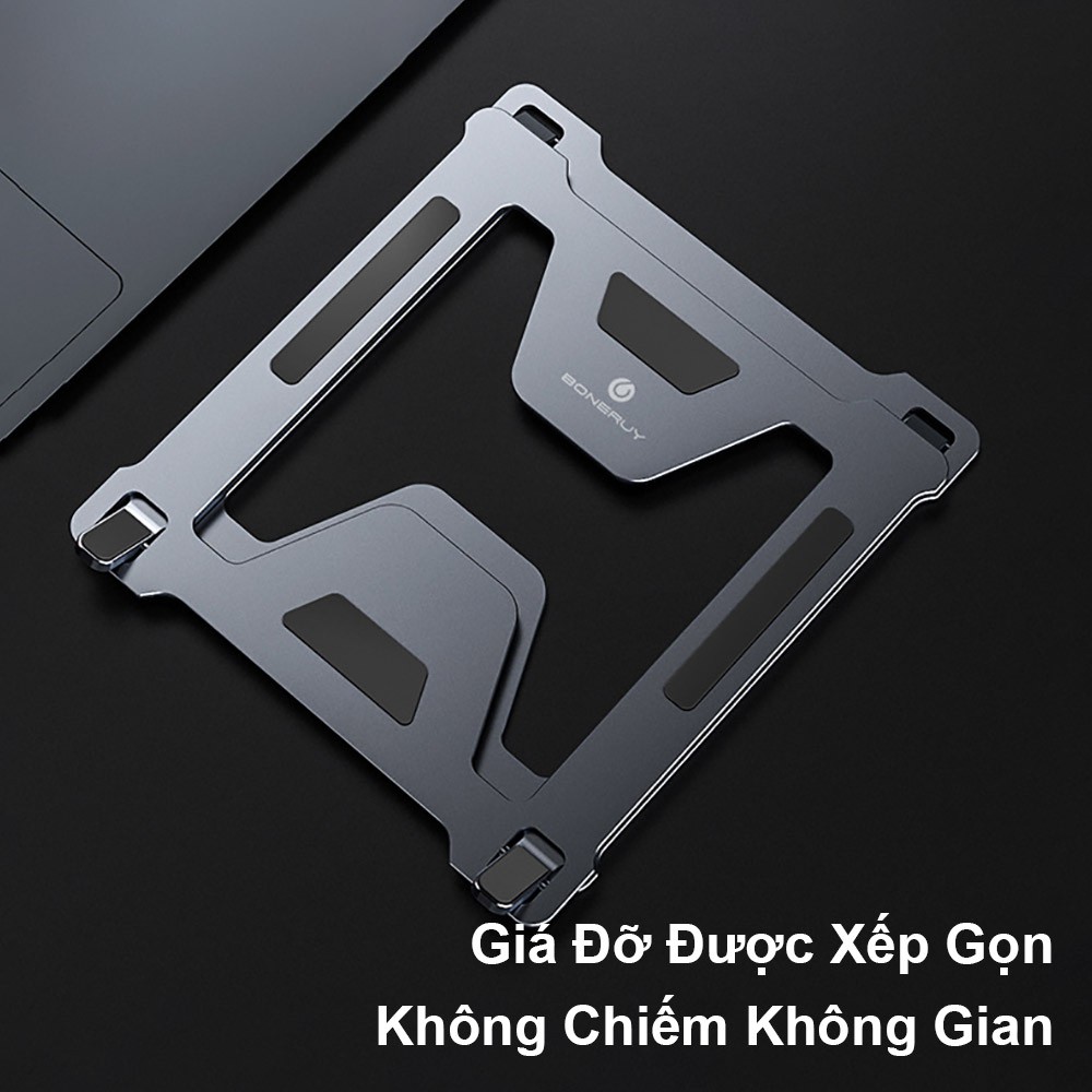 Giá Đỡ Laptop, Đế Nâng Macbook Boneruy Hợp Kim Nhôm 2 Tầng Điều Chỉnh Nhiều Góc Độ Cao Thấp Dễ Dàng, Tản Nhiệt Nhanh