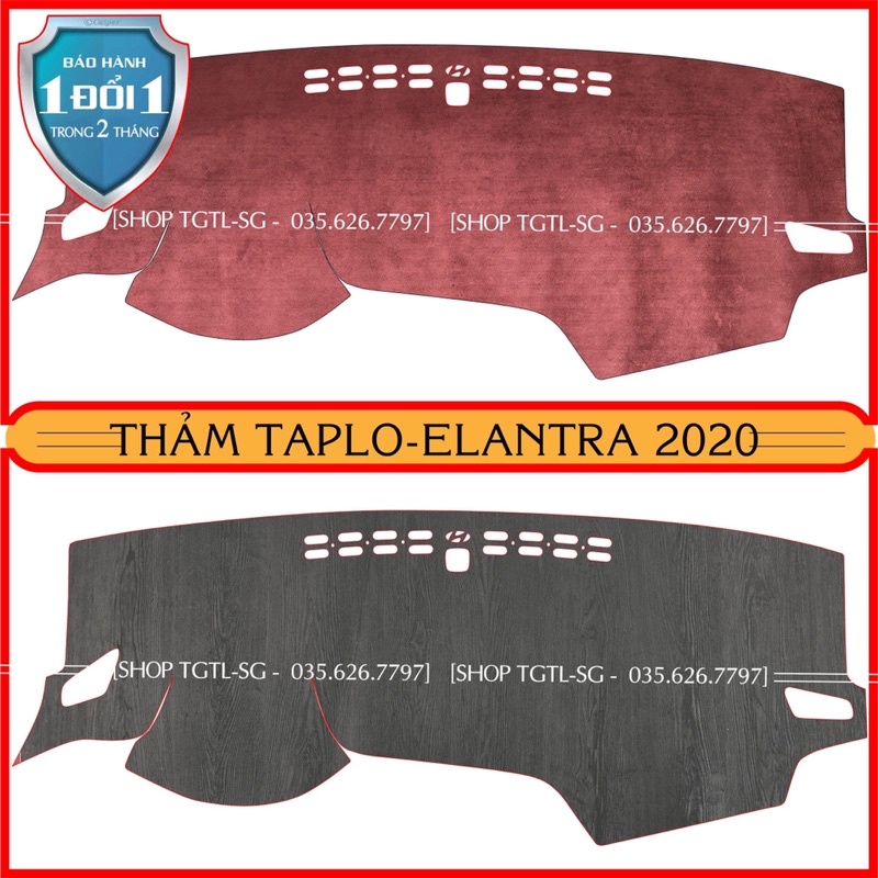 [Elantra-2016 đến 2021] Thảm Taplo oto loại da vân gỗ,da cacbon,da nỉ đen và nhung lông cừu dày 3 lớp