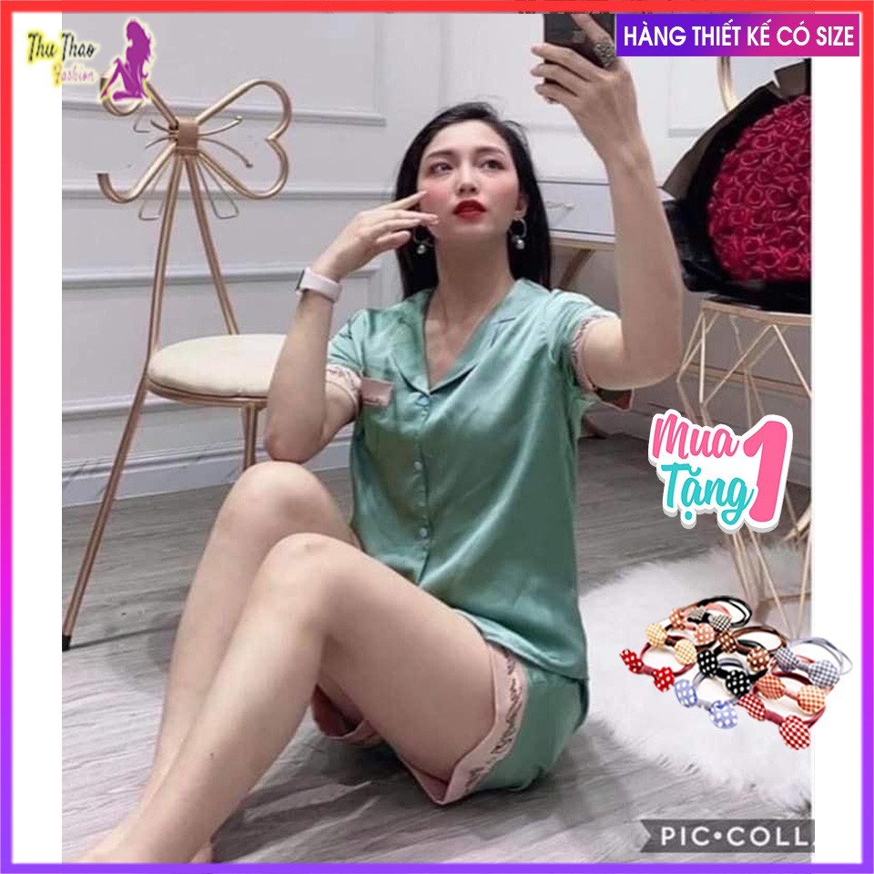 [𝗕𝗼̣̂ 𝗡𝗴𝘂̉ 𝗟𝘂̣𝗮 𝗩𝗶𝗲̂̀𝗻 Đ𝘂̀𝗶]-Bộ Lụa Pijama Chữ Ký Tay Cộc Quần Đùi-Chất Đẹp-Hàng Thiết Kế | BigBuy360 - bigbuy360.vn