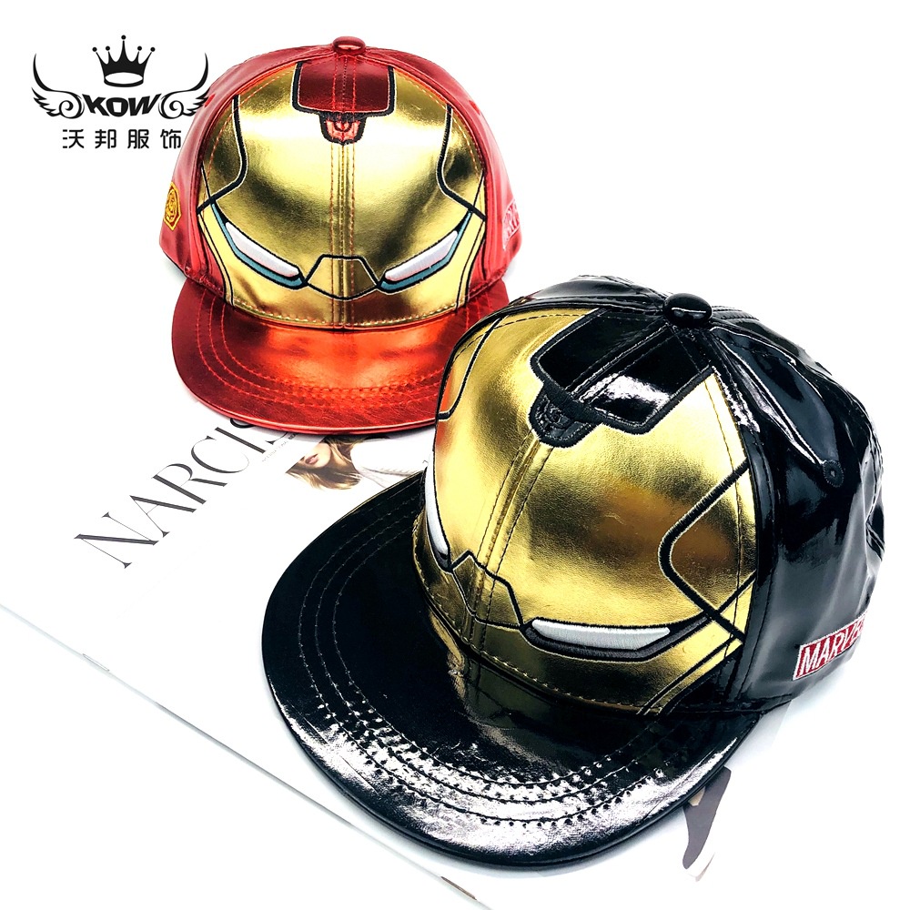 Mũ Lưỡi Trai Da Giả Phong Cách Hip Hop In Hình Iron Man Cá Tính Cho Bé
