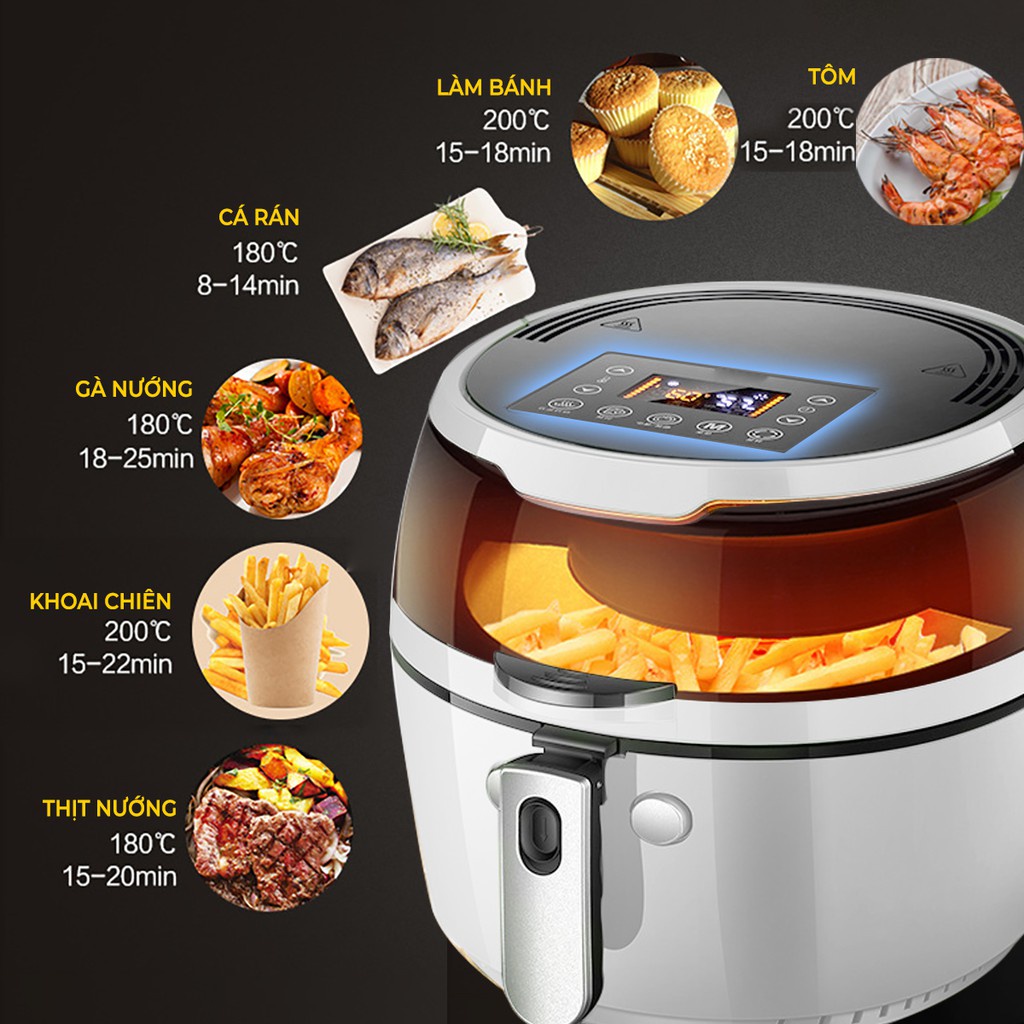 Nồi Chiên Không Dầu Nine Shield Dung Tích 8L Đa Năng Cực Tiện Lợi