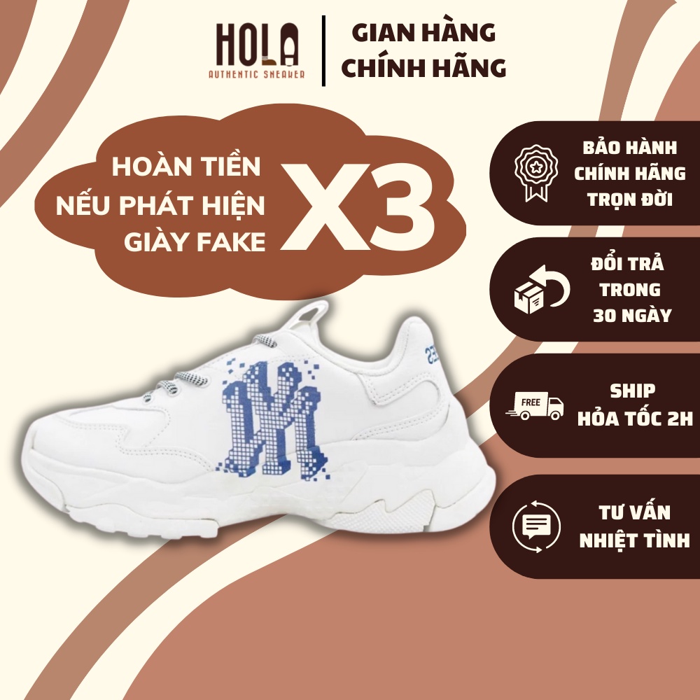 Giày MLB chính hãng, MLB authentic NY pixel new real 100%, đế tăng chiều cao 5-7cm, check ra fake đền x3