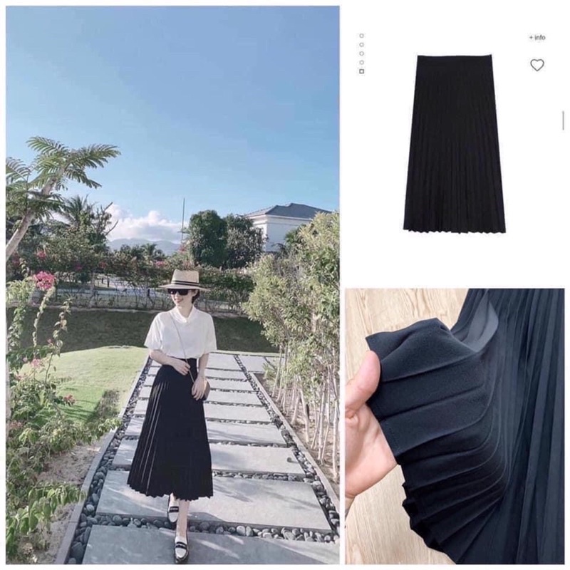 CHÂN VÁY XẾP LY STRA KÈM TÚI GIẤY