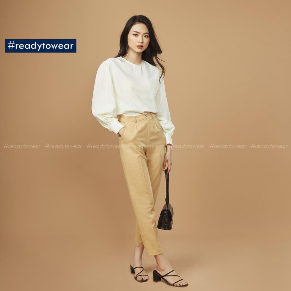 Áo kiểu tay phồng cổ tròn tay dài bồng dáng suông phong cách kiểu ulzzang vải đũi - linen shirt A01  ྇