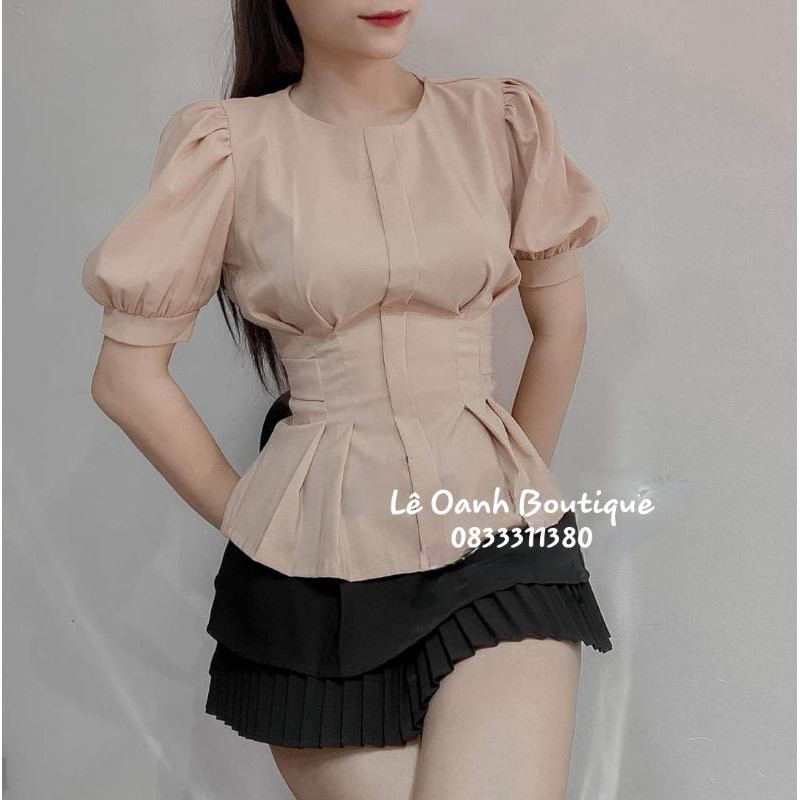 Áo peplum tay búp chiết eo xinh