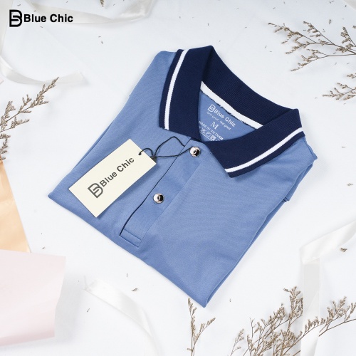 Áo Polo Nữ Màu Xanh Ghi Đá BLUECHIC Cổ Bẻ Vải Poly Cá Sấu Co Giãn Dáng Công Sở Trẻ Trung NF020