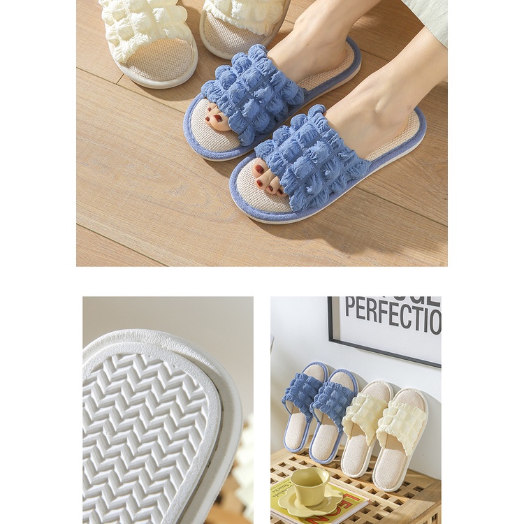 Dép cotton Lanh Đi Trong Nhà Chống Trượt Thoải Mái Giữ Ấm Cho Nữ
