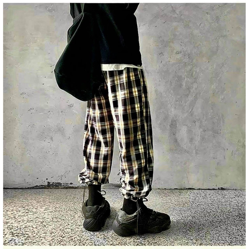Quần jogger Kẻ Sọc CARO RÚT GẤU thể thao nam nữ Basic Pants Ống Rộng Hiphop phong cách Hàn Quốc