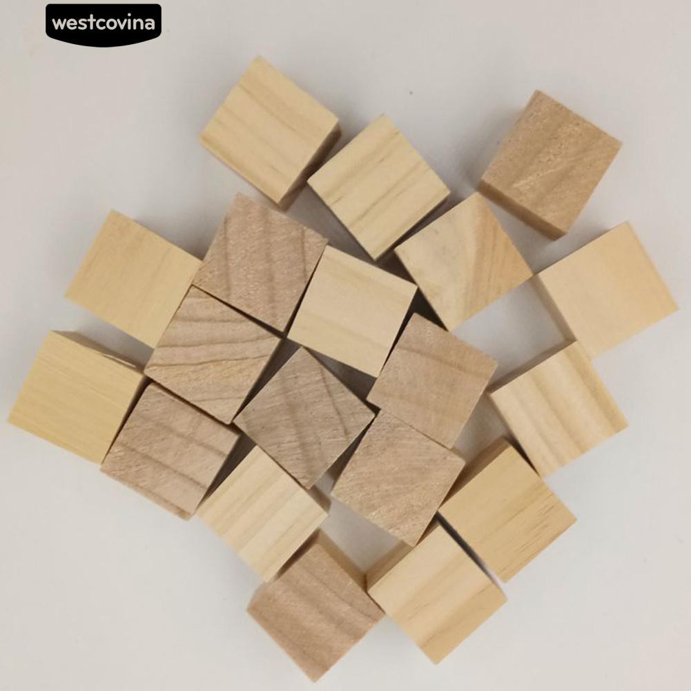 Set 10/20/50 khối gỗ vuông làm nút áo thủ công tiện lợi