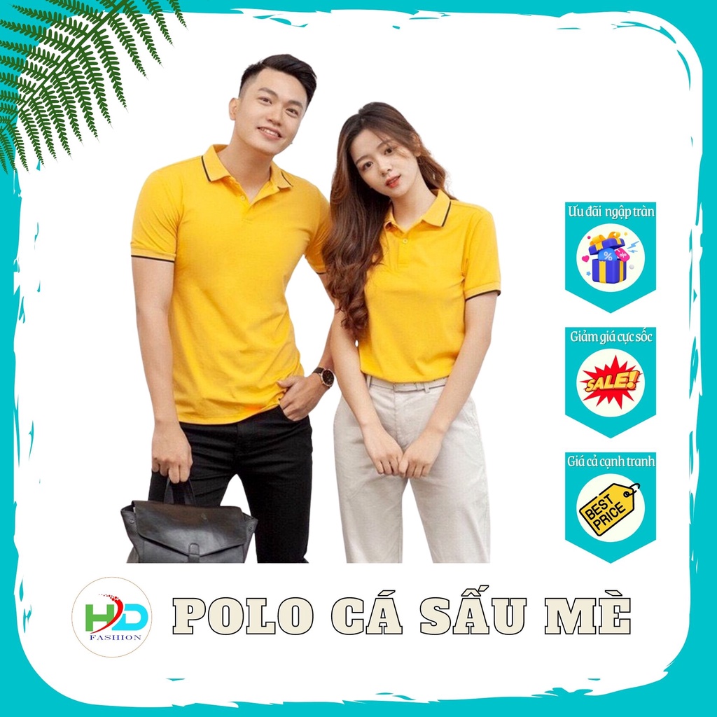 Áo Phông Có Cổ Màu Vàng, Nam Nữ Áo Thun Polo Có Cổ Cá Sấu Mè Nhiều Màu - HD02