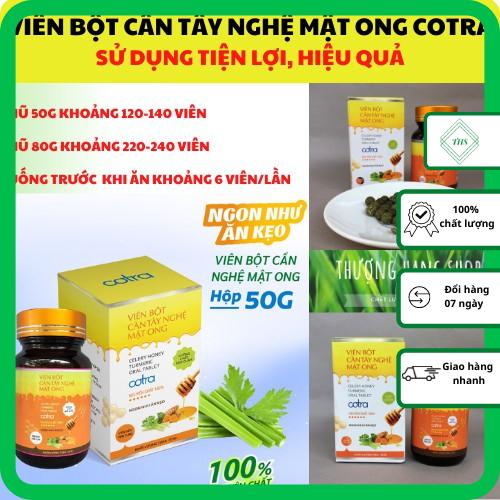 Bột cần tây nghệ mật ong sấy lạnh nguyên chất (Dạng Vien Nén) COTRA (50g, 80g) giúp giảm cân, detox, trắng da, làm đep