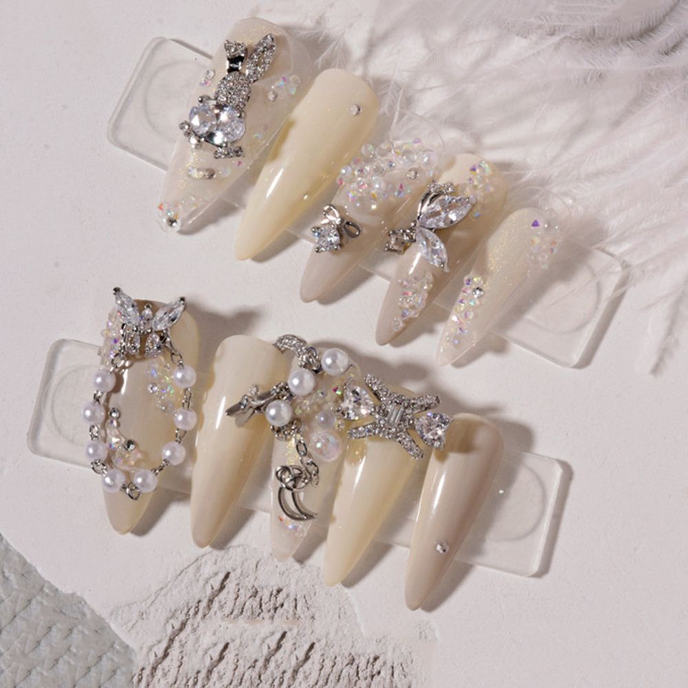 [Hàng mới về] Phụ kiện trang trí móng tay hình bướm / mặt trăng / ngọc trai giả 3d diy