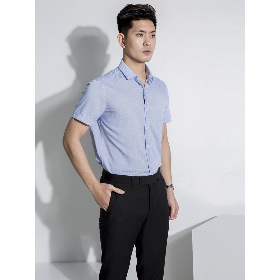 Áo sơ mi nam ngắn tay Aristino ASS518S7 chất bamboo sợi tre, dáng Slimfit, tà lượn
