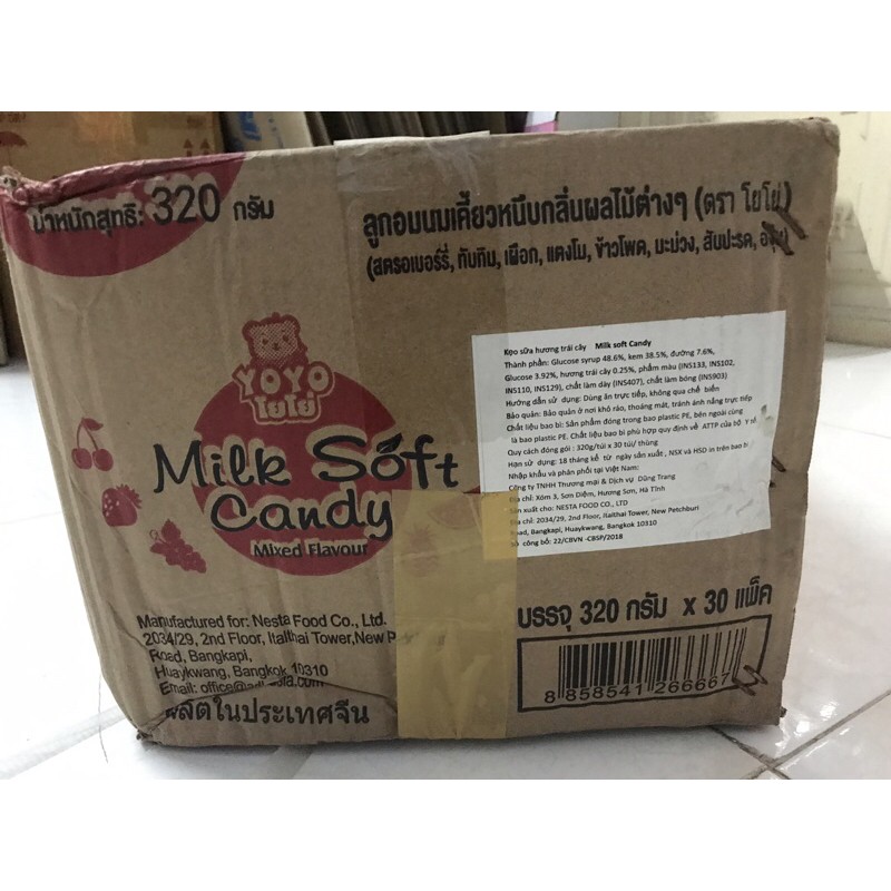 Sỉ 1 thùng kẹo mềm trái cây Milk Soft Candy nhập khẩu chính nghạch 30 gói