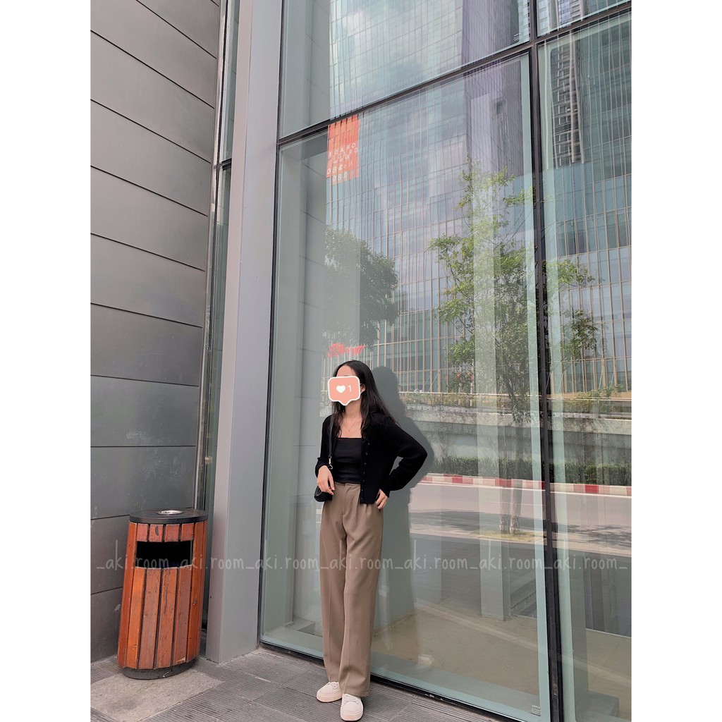 Quần suông trơn giấu cúc cạp phẳng
