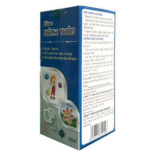 Siro ho Bách Thảo rate herbs - Hỗ trợ bổ phế, giảm ho, ngứa rát họng do viêm phế quản (chai 125ml)