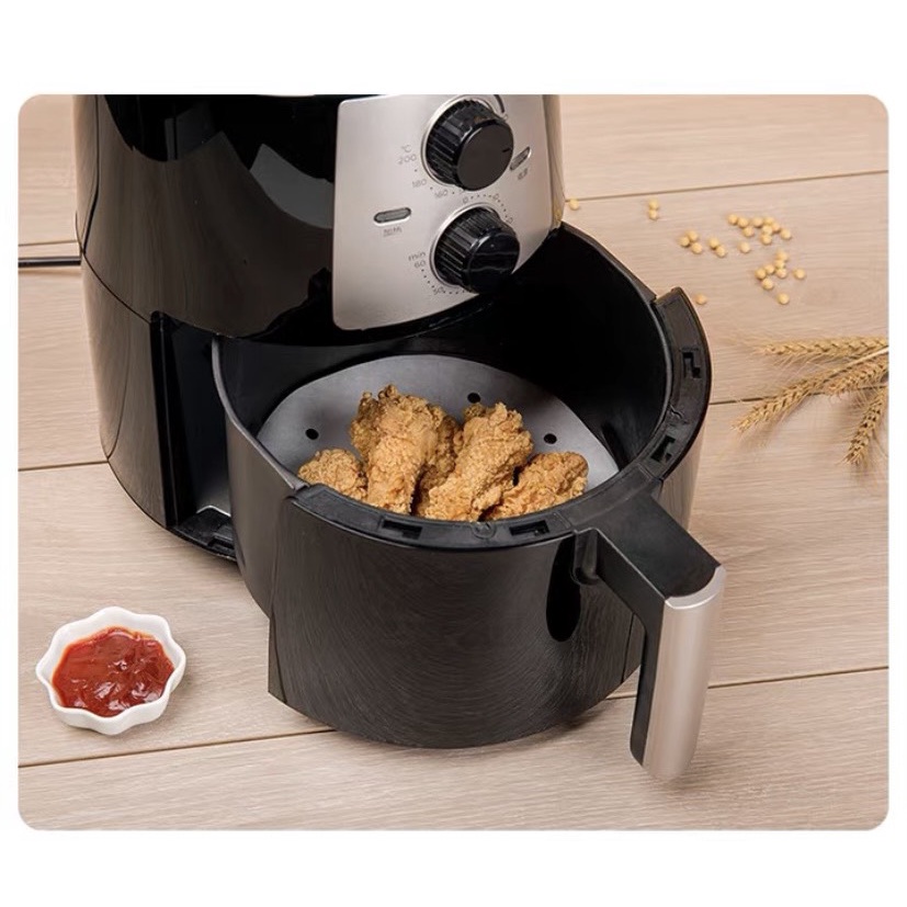 Set 100 Giấy Nến Đục Lỗ Chống Dính Lót Cho Nồi Chiên Không Dầu, Khuôn Làm Bánh, Lò Nướng Thịt Thay Thế Giấy Bạc 88288