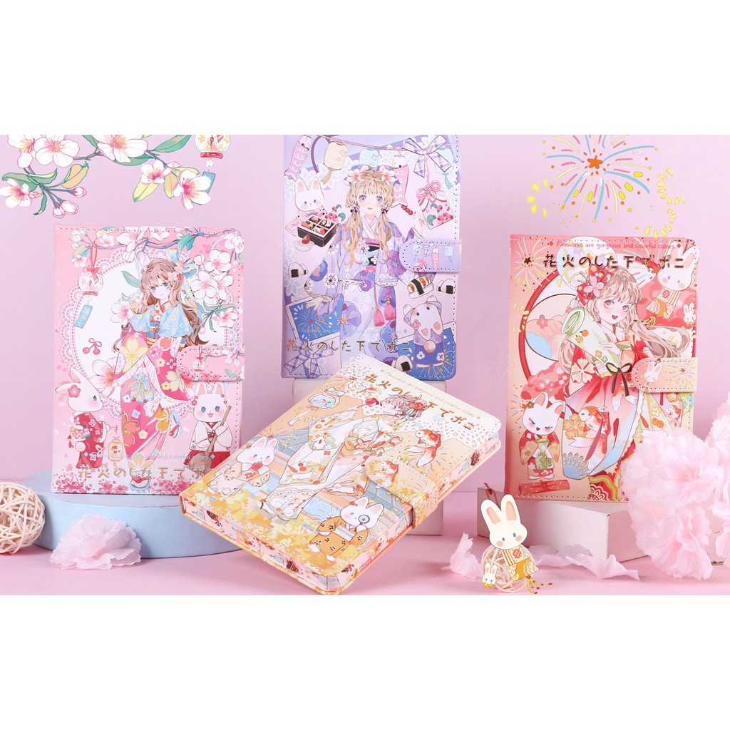 Sổ tay A5 - Da Pu - ánh kim - hoạt hình anime - 128mm x 185mm