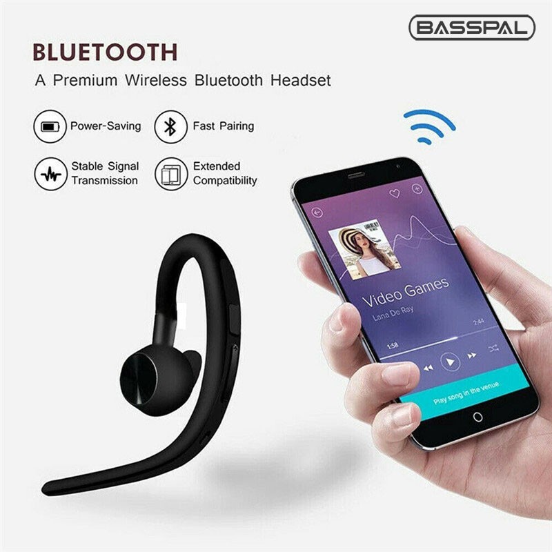 Tai Nghe Bluetooth Basspal D15 Không Dây Kiểu Móc Tai Chống Ồn Có Micro HD Cho Ios Android