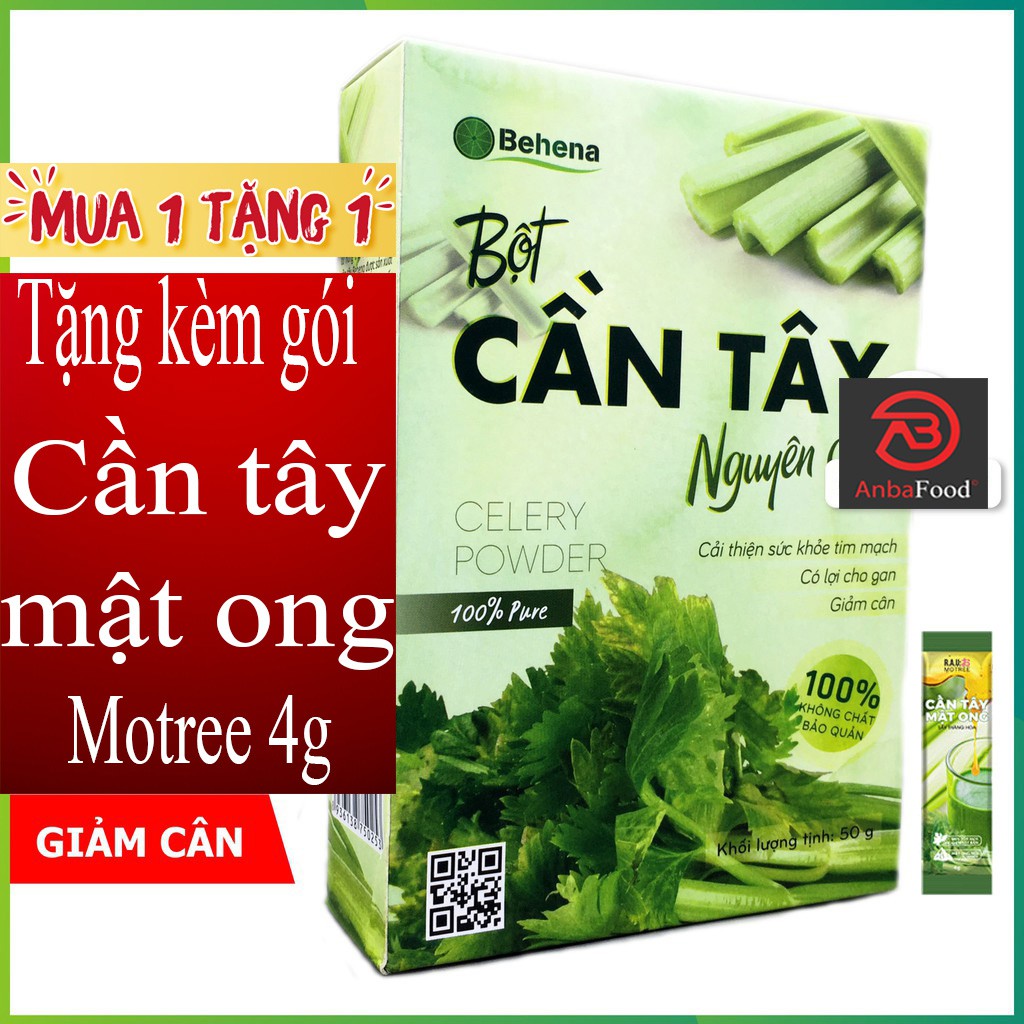 Bột Cần Tây giảm cân Behena (Hộp 50gr) - Bột cần tây sấy lạnh - Giảm cholesterol - Cải Thiện sức khoẻ Tim Mạch
