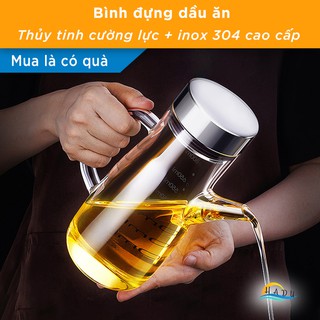 Bình Đựng Dầu Ăn Thủy Tinh Borosilicat Cao Cấp 800ml - Nắp Inox 304 Chống Rò Rỉ, Chịu Nhiệt Tốt, Tiện Lợi Nhà Bếp SSGP