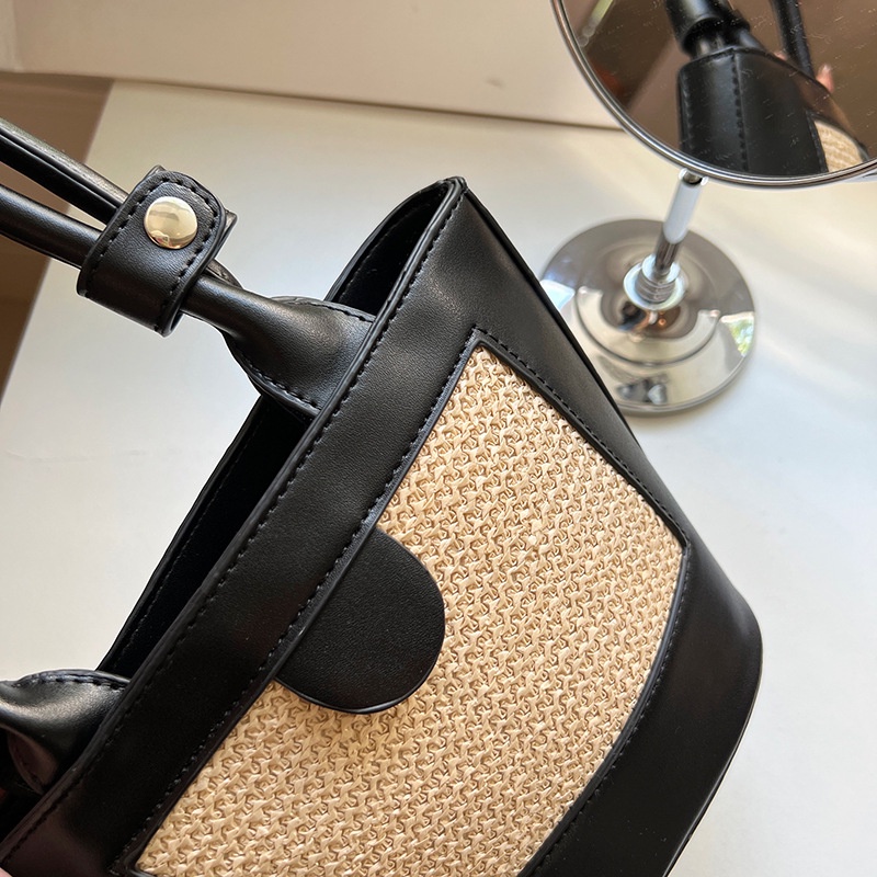 Túi Đeo Vai Chất Liệu Da Kết Hợp Cói Đan - Túi Tiếu Thư - Túi Phong Cách