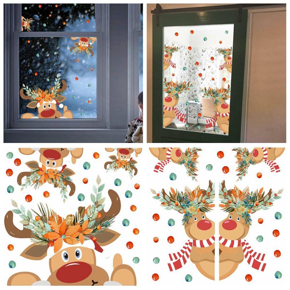 Đề Can Dán Tường / Kính Cửa Sổ Trang Trí Nội Thất Họa Tiết Giáng Sinh Bằng PVC Tháo Rời Được