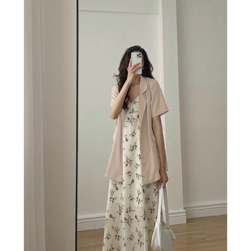 SET ÁO BLAZER ĐẦM 2S HOA(XẢ KHO ẢNH THẬT 100%)