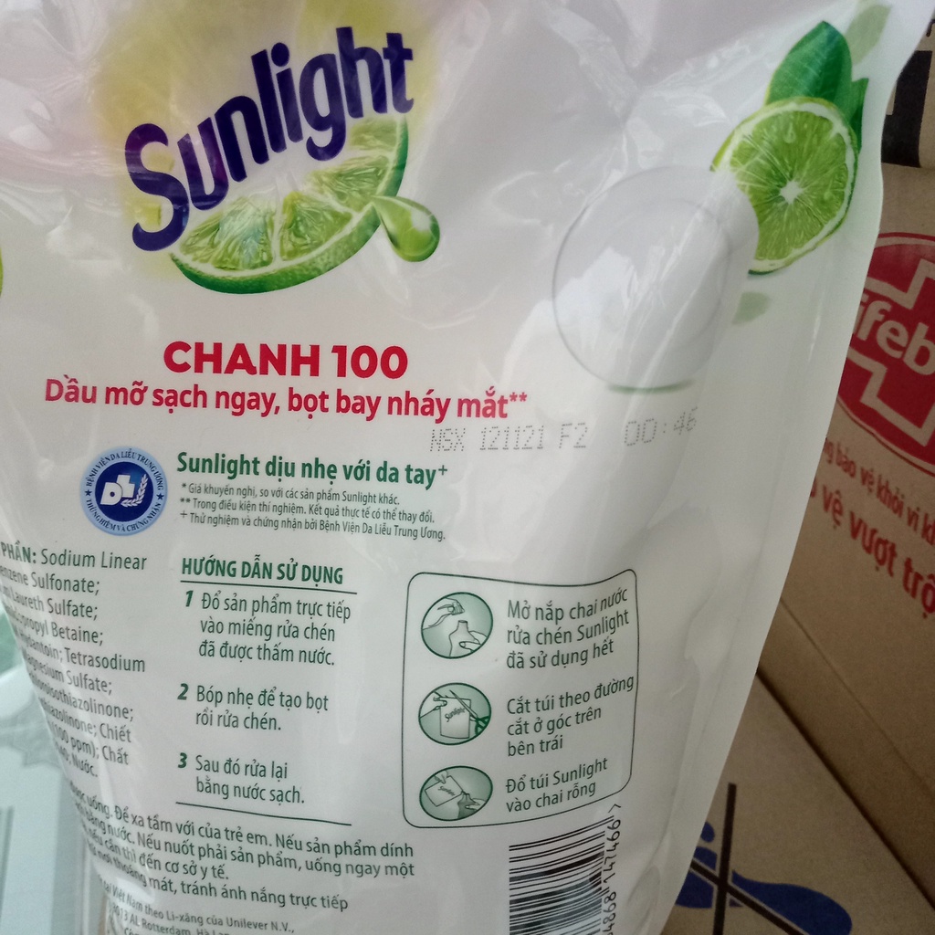 Nước rửa chén sunlight chanh sạch nhanh xả bọt nhanh túi 2.6kg