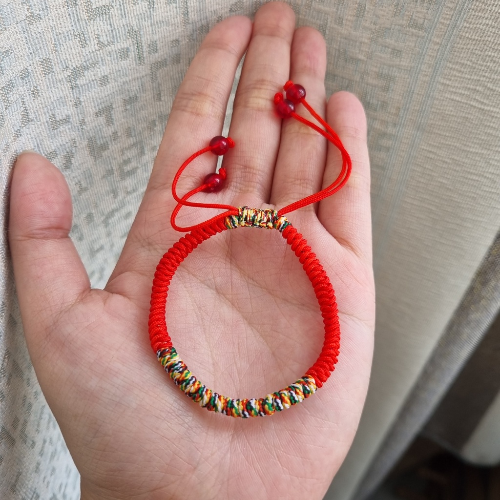 Vòng Tay Chỉ Màu Ngũ Sắc Tây Tạng Bình An Bện Dây Thừng Đỏ dây rút tùy chỉnh độ rộng