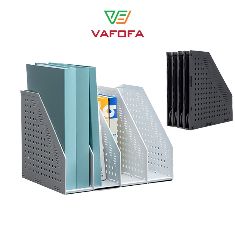 Giá tài liệu nhựa A4 giá tài liệu đứng để bàn nhiều ngăn gấp gọn VAFOFA - CFH401